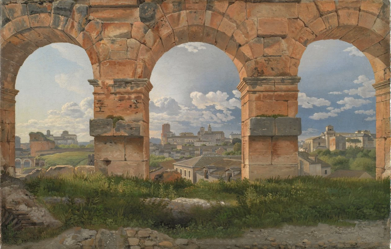 Una vista attraverso tre archi del terzo piano del Colosseo - Statens Museum for Kunst